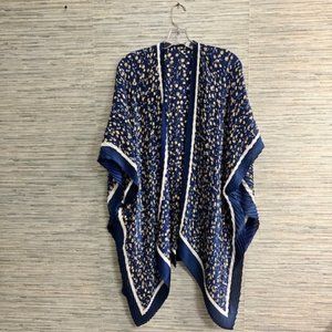 Swim Suit Beach Cover Up KIMONO Style - One Size Fits Most - Navy Blue Floral